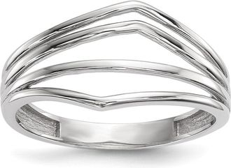 Diamond2Deal 14k White Gold Polished 4-Bar Ring