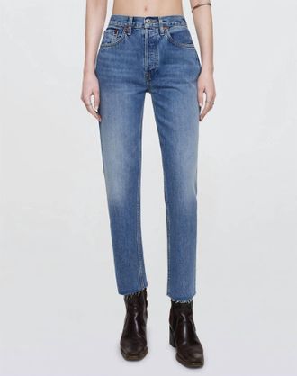 Re/Done Womens Slim-Fit Jeans In Blue