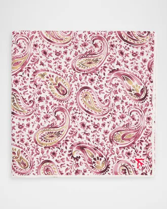 Isaia Men & apos;s Paisley Silk Pocket Square
