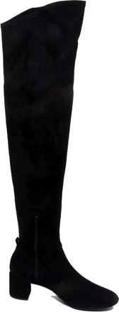 Unisa Stretch Su&egrave;de Laars Schoen Kama - Dames - Over de knie laarzen - Zwart - 36 EU - Su&egrave;de - Schoenen