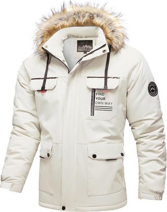 Generic White Long Sleeve Coats for Man Fall Winter Casual Thermal Hooded Basic Parkas Jacket Hood Coats Mens Zip Up 2025 Clothes Trendy Y2K L