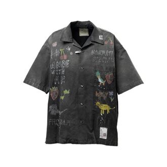 Miharayasuhiro Short Sleeve Shirts, male, Black, Size: M Hand Drawing Print Shirt