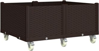 vidaXL Jardinera Con Ruedas Pp Marr&oacute;n 100x80x54 Cm Vidaxl