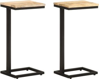 vidaXL Side Tables 2 pcs 31.5x24.5x64.5 cm Rough Mango Wood vidaXL