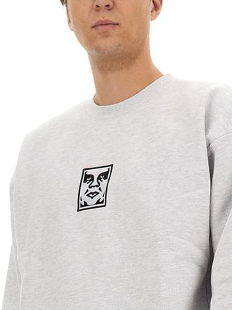 Obey Logo-Embroidered Cotton Sweatshirt - Gray