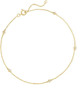 RS Pure by Ross-Simons Diamond Station Anklet in 14kt Yellow Gold