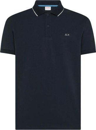 Sun 68 Polo Small Stripe on Collar S/S - Heren - Polos - Blauw - S - Katoen - Tops