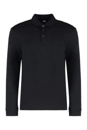 HUGO BOSS Long Sleeve Cotton Polo Shirt
