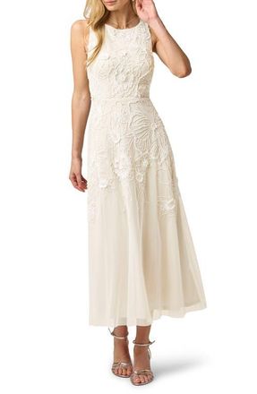 Adrianna Papell Beaded Mesh Sleeveless Gown in Ivory/Pearl at Nordstrom, Size 16