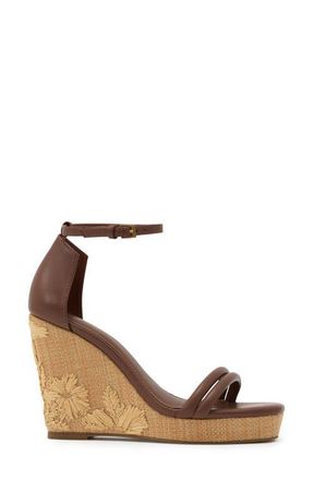 Reiss Hazel Ankle Strap Platform Wedge Sandal in Tan at Nordstrom, Size 10.5Us
