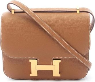 Herm&egrave;s Borsa a spalla Constance con logo H 2024 - Marrone