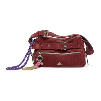 Aniye By Cross Body Bags, female, Red, Size: ONE SIZE Suede Bag with Front Belt