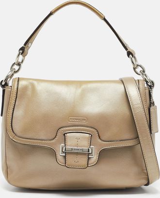 Coach Metallic Beige Leather Taylor Flap Bag