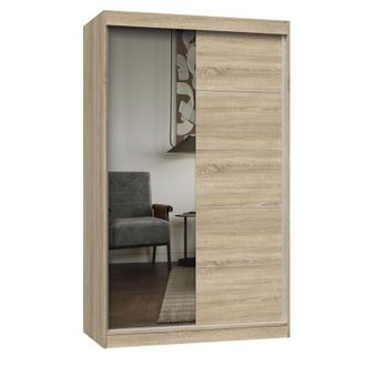 Hucoco Paolo - Armario Con 2 Puertas Correderas - 1 Espejo - Ancho 120 Cm - Vestidor Con 2 Puertas