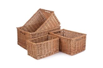 Red Hamper Wicker Double Steamed Open Storage Baskets Set of 4 in Brown