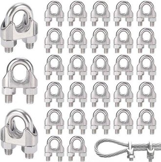 OEM 30 Abrazaderas De Cable De Acero Inoxidable De 5 Mm - Abrazaderas De Cable De Acero De 5 Mm Para Tensar Tendederos Y Sujetar Toldos (m5)