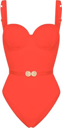 Noire Swimwear Balconette badpak met ruches en ceintuur - Oranje