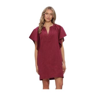Notre-V Kleedjes, Dames, Rood, S, Linnen, NV-Hennette Dress