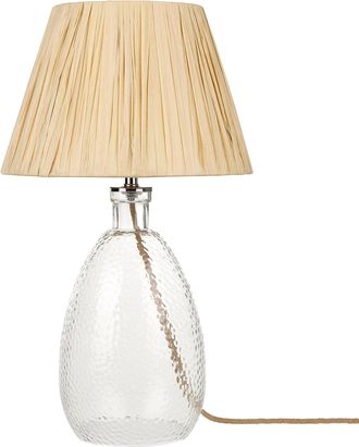 Beliani L&aacute;mpara De Mesa De Vidrio Transparente Natural 54 Cm Pantalla Papel Blanco
