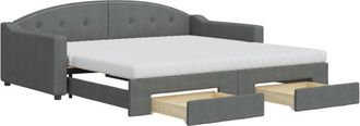vidaXL Sof&aacute; Cama Nido Con Cajones Tela Gris Oscuro 100x200 Cm Vidaxl