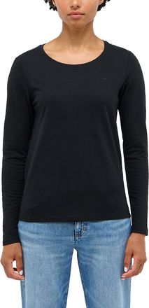 Mustang Langarmshirt MUSTANG Damen Style Elly, Damen, Gr. XL, schwarz, Jersey, 100% Baumwolle, Rundhals, Shirts Langarmshirt