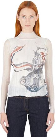J.W.Anderson Sheer Pleated Print Underpinning Top - Dames - Overhemden - Wit - M - Overhemden