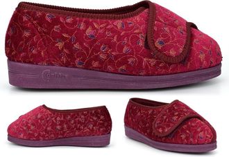 Generic Womens Wide Fit Slippers Size 5 Extra Wide Slippers 4E Slipper Size 9 EEEE Slipper Ladies Touch Fastening Touch Fasten Rubber Sole Sizes 3-9 Burgundy 