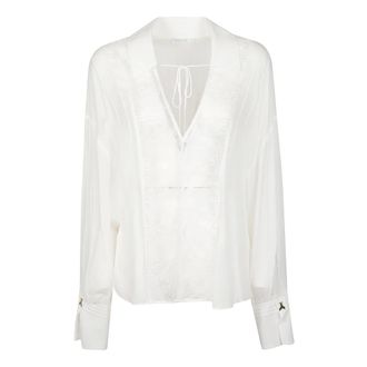 Patrizia Pepe Patrizia Pepe, Blouses, female, White, Size: XS Long Sleeve Shirt