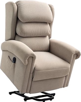 HOMCOM Power Lift Recliner Chair For Elderly With Remote Control - Khaki | TJ Hughes