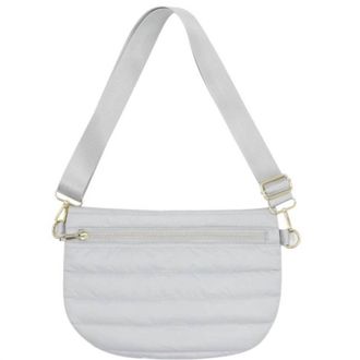 Mavi Quilted Puffer Messenger Crossbody Sling Bag In Gray
