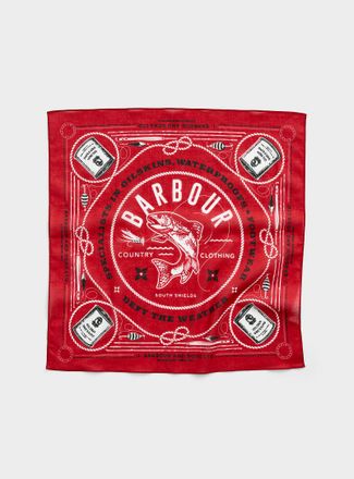 Barbour Mens Vintage fishing illustration tie scarf
