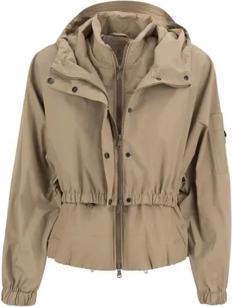 Brunello Cucinelli Hazelnut Cropped Drawstring Jacket, Brand Size 46 (US Size 12)