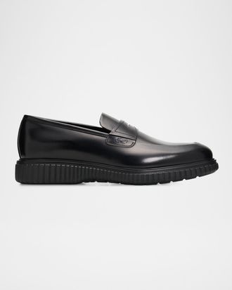Ferragamo Men & apos;s Leather Rubber-Sole Penny Loafers