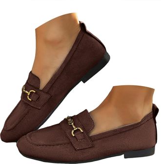 Generic Loafers for Women Business Casual Shoes Lightweight Loafer Slip On Work Flats Womens Wide Loafers Dressy Cute Ladies Flat Walking Shoes Low Top Round 