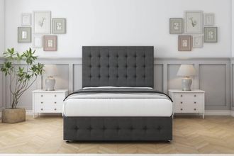 Comfort Beds Florence Dumfries Divan Set 2 Drawers-54 Headboard-Footboard in Dark Grey | Size: King