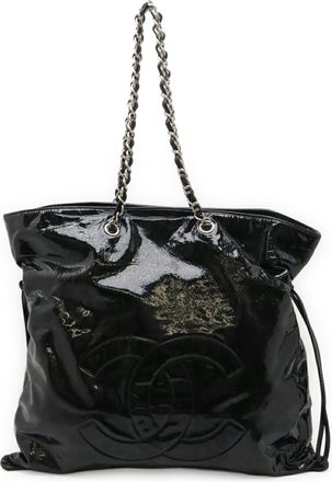 Chanel Black Leather Shoulder Bag Tote Bag (Pre-Owned)