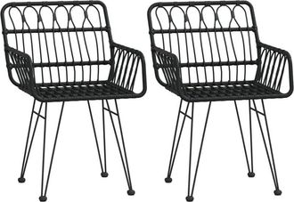 vidaXL Vidaxl - Garden Chairs 2 pcs with Armrest Black 56x64x80 cm pe Rattan