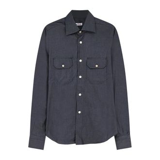 Kiton Denim Shirts, male, Black, Size: 3XL Denim Shirt