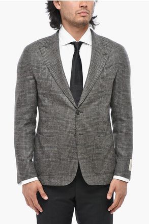 Corneliani CC COLLECTION Virgin Wool District Check Blazer With Peak La size 46