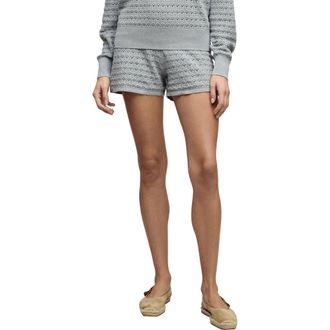 Barefoot Dreams Heathered Cotton Tulip Pointelle Lounge Shorts in Heather Frost at Nordstrom, Size X-Small