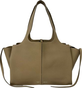 Celine Beige Leather Boston Bag Handbag Tote Bag (Pre-Owned)