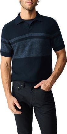 Rodd & Gunn Mount Albert Stripe Short Sleeve Cotton Sweater in Indigo at Nordstrom, Size Xxx-Large