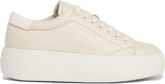 Calvin Klein Beige Minimalist Flatform Leather Sneakers