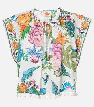 Farm Rio Sweet Bloom cropped cotton blouse