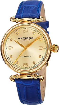 Akribos XXIV Akribos Xxiv Womens Genuine Leather Diamond Watch