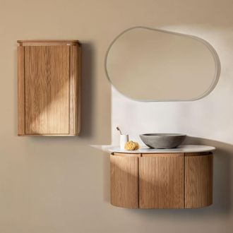 Sklum Conjunto De Mueble De Ba&ntilde;o Suspendido 90x50 Cm En Madera Carsone Sklum