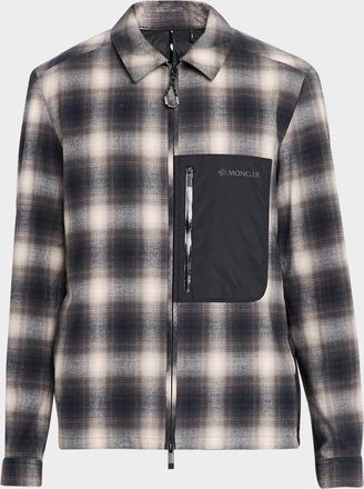 Moncler Men & apos;s Plaid Mixed-Media Jacket