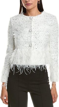 Milly Richele Metallic Tweed Button Up Jacket