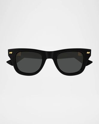 Bottega Veneta Men & apos;s BV1486S Bold Ribbon Stud Recycled Acetate Square Sunglasses