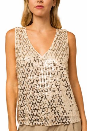Gilli Cristall Sequin Tank Top In Champagne